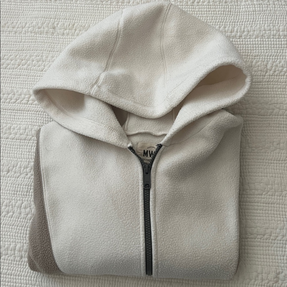 Madewell Two-Tone Zip-Up Jacket - Olive and Cream
